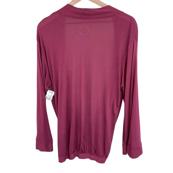 Blue Life garnet burgundy surplice overlap long sleeve kimono top extra small - Picture 2 of 11